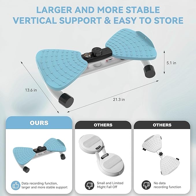 Twister, Adjustable Twisting Board for Women and Men, Home Gym Equipment Noiseless Twister, 330 lbs Load Capacity | Digital Display Tracks Time, Reps and Calories (Blue,Pink,Purple)