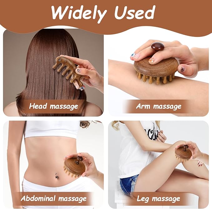 Wooden Scalp Massager, Wood Scalp Massager Comb, Scalps Gua Sha, Portable Manual Head Scrubber, Scalps Care Comb for Women Men