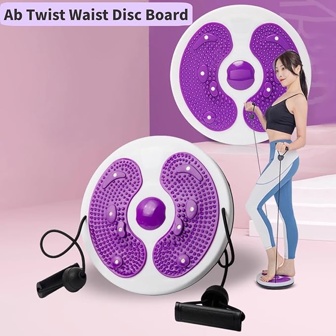 2 PCS Ab Twist Waist Disc Board,Waist Twister Machine Exercise with Leather Tape Measure Aerobic Exercise Fitness Machine with Pull Rope for Home Office Foot Massage