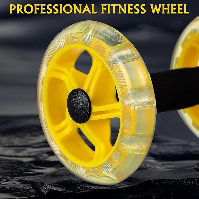 SUPVOX Twin-wheel Fitness Ab Roller Wheel for Core Strengthening, Yellow Abs Plastic Abdominal Exercise Device for Home Gym Weight Loss and Muscle Toning