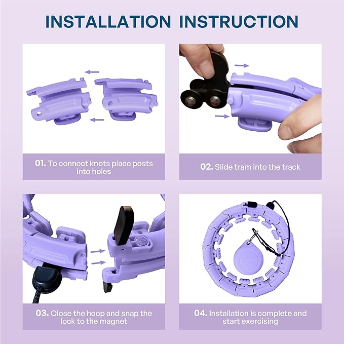 30/24/12 Knots, Upgraded Magnetic Lock Weighted Hula Hoop for Kids Adults Weight Loss, Infinity Hoop Plus Size, Home Indoor Outdoor, Fitness Exercise, Abdominal Toner