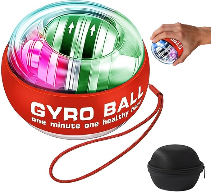 Torque-Ball Hand Exerciser, Wrist Power Gyro Ball, Curaball Hand Exerciser, Grip Strength Trainer, Hand Strengthening Devices, Wrist Strengthener, Finger Exerciser, Auto-Start Colorful Lighting