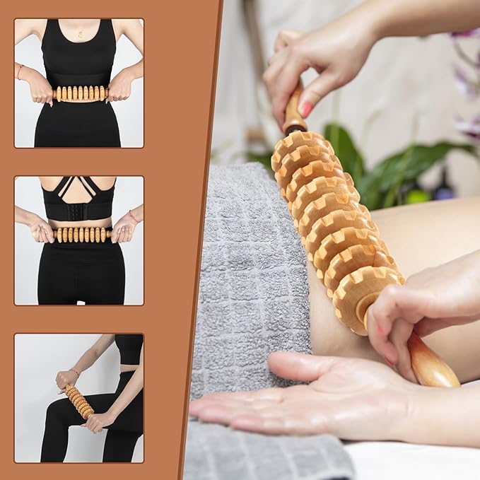 Wood Therapy Massage Tools, 4 in 1 Lymphatic Drainage Massager Body Sculpting Tools, Professional Maderoterapia Kit Cellulite Massager for Body Contouring,Relief Muscle