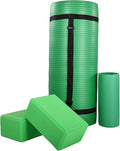BalanceFrom 71x24 Inches Yoga Mat with Knee Pad and Optional Blocks – Extra 1-Inch Thick Non-Slip Foam with Anti-Tear Surface and Carrying Strap for Home, Studio, or Gym Workouts