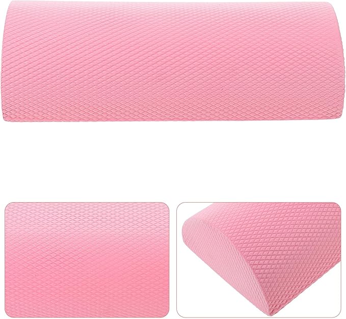 Semicircle Foam Roller for Lumbar Support and Muscle Massage, 30X6.3 Inch Pink Half Roller for Fitness, Core Stability and Back Exercise at Home