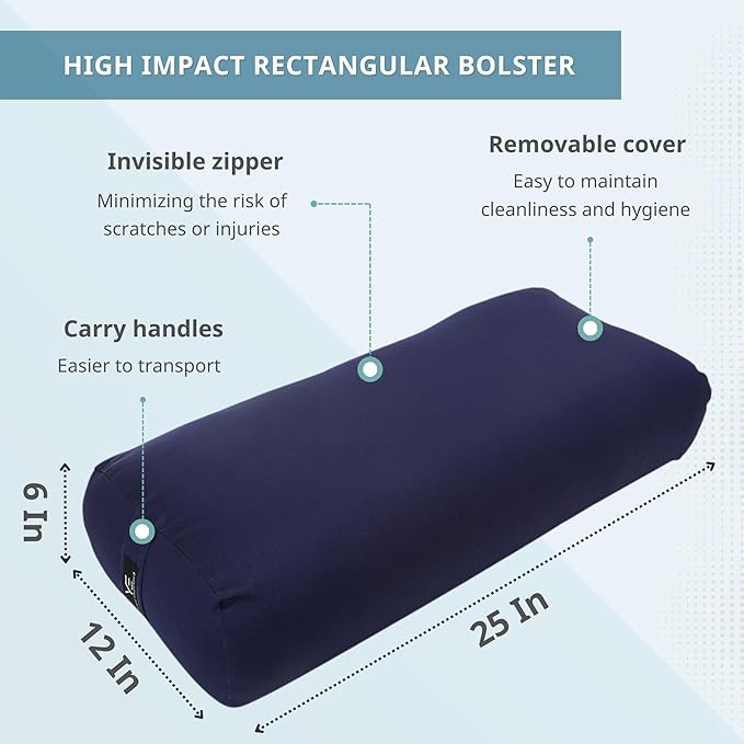 Everyday Yoga Premium Bolster, Soft & Supportive Meditation Pillow with Carry Handle, Lightweight Cushion for Restorative Yoga & Relaxation (Multi-Color)