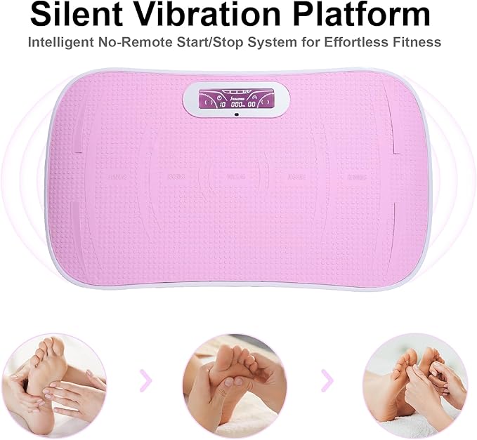 Full Body Vibration Platform, 10-Frequency Shaking Machine with Bluetooth Music Sync, LED Display, Remote Control, Durable ABS and Metal Frame, Silicone Foot Pedals for Home Gym, Fitness