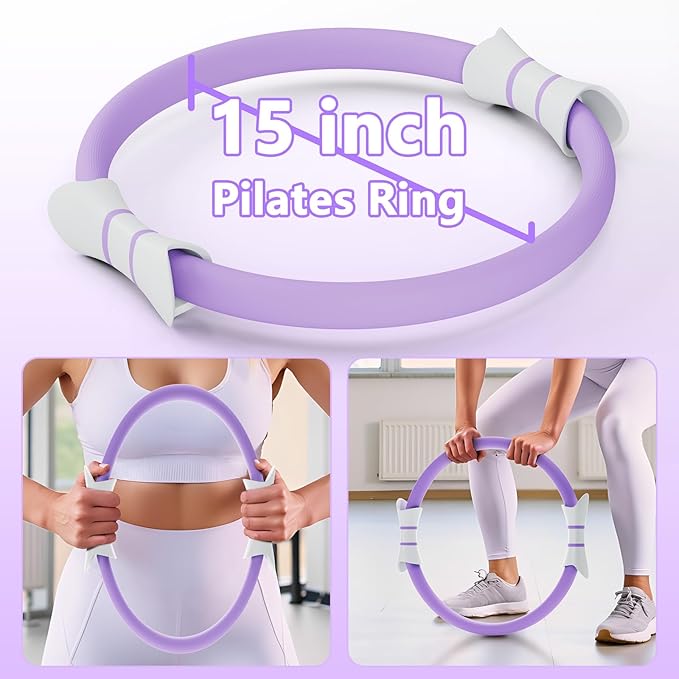 14" Pilates Ring - Magic Circle for Inner Thigh, Arm & Core Toning | Anti-Bend Foam Handles | Home Fitness Gear for Women