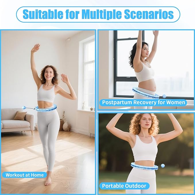 65 Inch Adjustable Fitness Waist Hoop – 32 Detachable Links, Quiet Non-Drop Fitness Tool for Adults Weight Loss, Plus Size Exercise Hoop for Women & Beginners