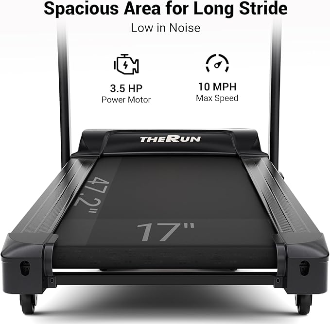 THERUN Incline Treadmill, Treadmills for Running and Walking, 300 lbs Weight Capacity Folding Treadmill with 0-15% Auto Incline, Wide Belt, 3.5 HP, App, Heart Rate