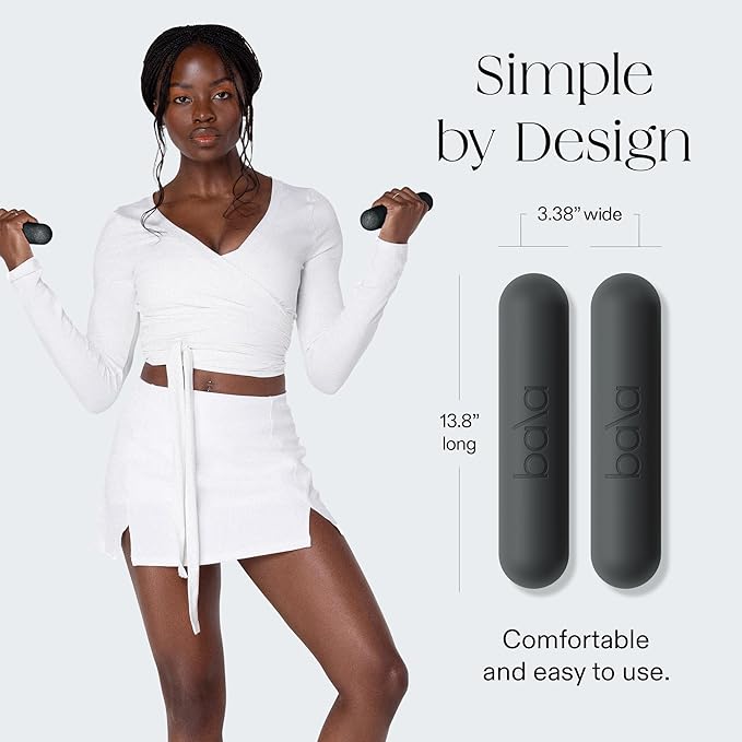 Bala Bars Dumbbell Set for Women & Men - Set of 2 Bars Designed for Walking, Strength Training, HIIT, Boxing & Aerobics - Hand Weights for Working Out at Home