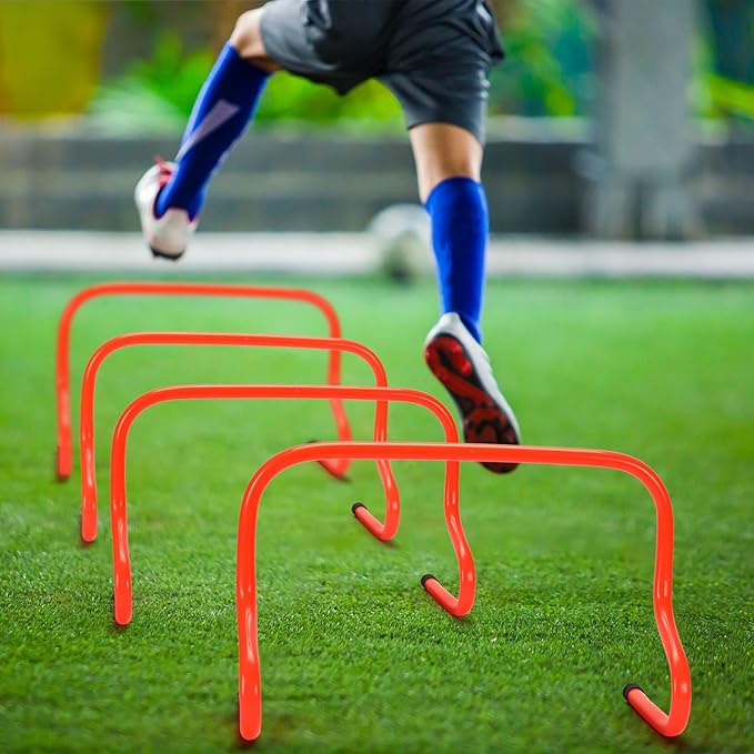 6 Sets 12" Speed Agility Training Hurdles for Athletes Soccer Training Hurdles Agility Training Equipment with Marker Cone Adjustable Training Hurdle Plyometric Hurdles for Basketball