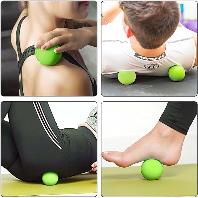 WOVTE Massage Lacrosse Ball for Sore Muscles, Shoulders, Neck, Back, Foot, Body, Deep Tissue, Trigger Point, Muscle Knots, Yoga and Myofascial Release (Green)