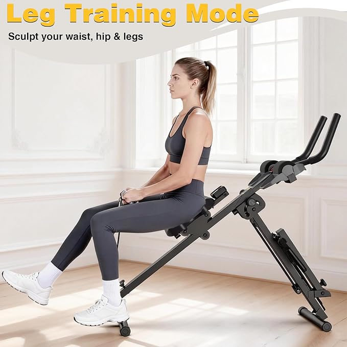3-in-1 Foldable Rowing Machine, Adjustable Resistance AB Core Trainer with LCD Monitor, 265LBS Carbon Steel Home Gym, Easy Assembly