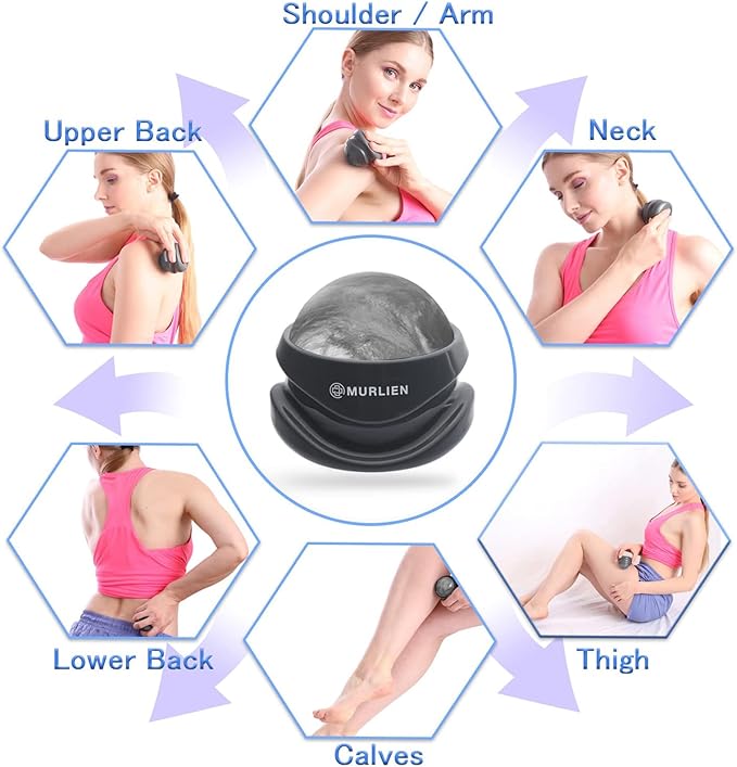 Massage Roller Ball, Tight and Sore Muscles Relief, Manual Massager, Alleviating Shoulder, Arms, Back, Legs, Calves or Muscle Tension - Gray