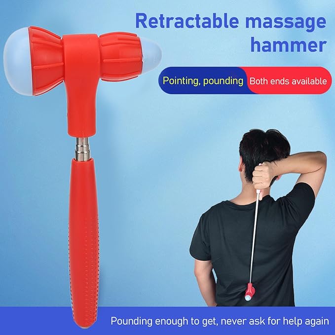 Srliya Retractable Massage Hammer Bendable Ergonomic Design Low Noise Double End Massager Tool Hammer for Shoulders Back Arms