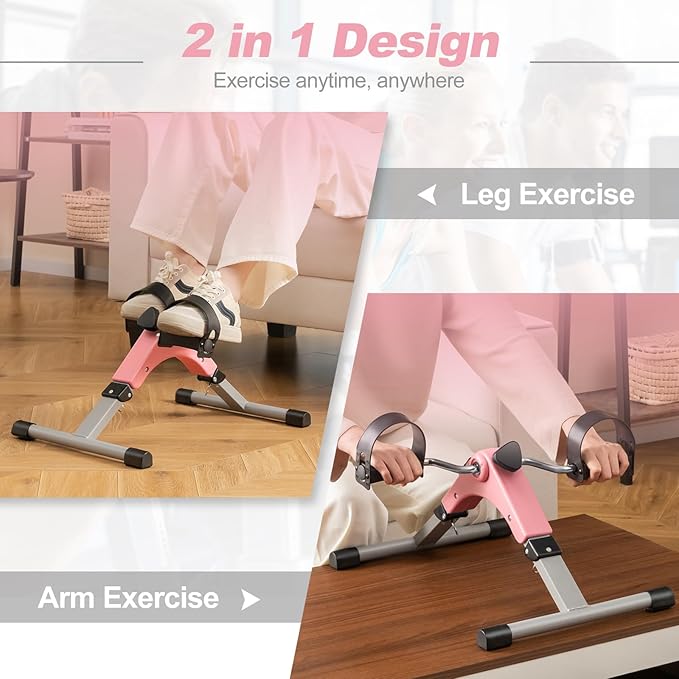 Goplus Mini Exercise Bike, Folding Under Desk Bike Pedal Exerciser with LCD Display, Adjustable Resistance, Portable Lightweight Foot Peddler Machine for Seniors Arms Legs Workout Office Home Fitness
