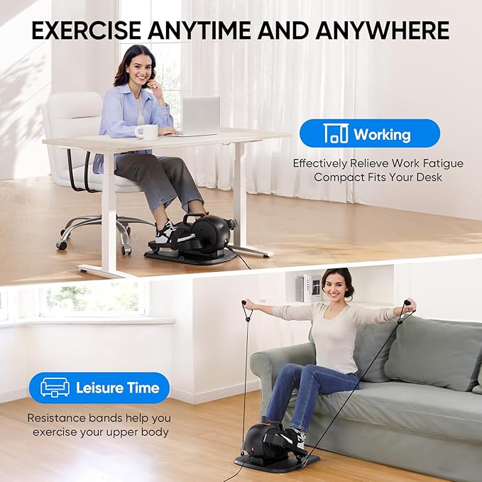 Under Desk Elliptical Machine, 3-in-1 THERUN Electric Leg Exerciser for Seniors, Fully Assembled Portable Seated Pedal Exerciser w/Remote Control, 16-Level Speeds & Resistance