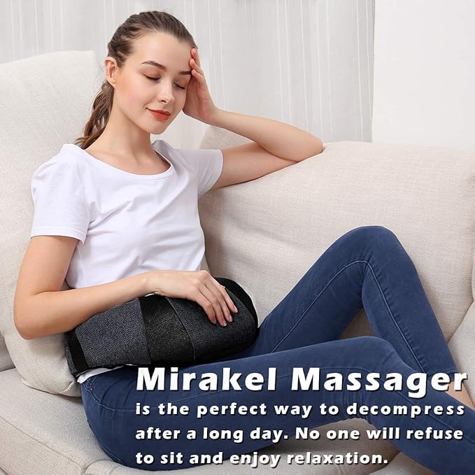 Mirakel Neck Massager for Pain Relief Deep Tissue, Shiatsu Shoulder & Back Massager with Heat, Electric Kneading Whole Body - Mothers Day Gifts for Mom, Wife, Women, Dad, Men, Ergonomic Design Massage