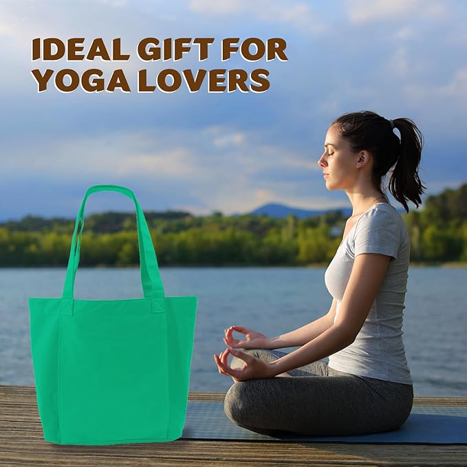 Yoga Mat Carrier, Gym Bag With Yoga Mat Holder, Women Canvas Tote With Shoulder Strap For Pilates, Travel, Office, Sports, Workout And Beach – Inner Zippered Pocket, Fits Standard And Small Mats