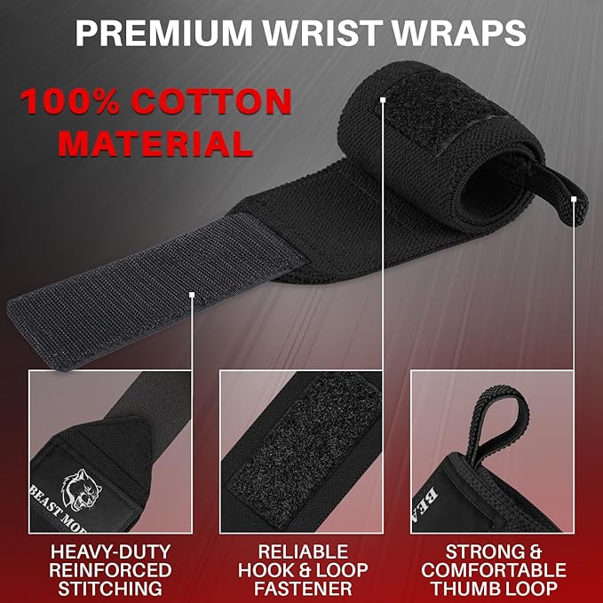 TECEUM Weightlifting 18" & 12" Wrist Wraps with Thumb Loop – Heavy Duty Wrist Workout Braces for Men and Women – Ideal for Powerlifting, Strength Training, Bodybuilding