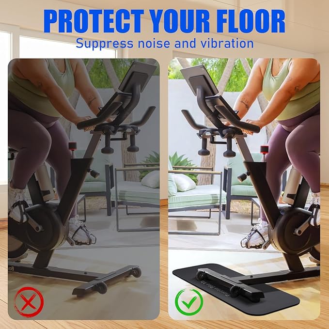 TOBWOLF 2PCS Non-Slip Mat Compatible with Peloton Bike, Concept 2 Rowing Machine, Exercise Bike Mat, Mat Protect Hardwood Floor Carpet for Home Gym, Workout Mat for Bike Trainer, Stationary Spin Bike