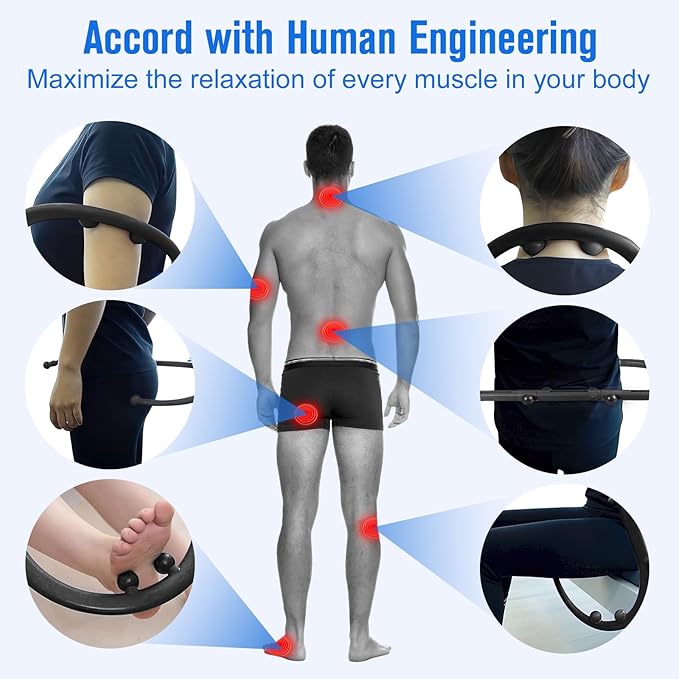 Trigger Point Massage Tool,Two Shapes Handheld Back and Neck Massager for Pain Relief,Muscle Release Tool Manual Massage Hook Back Neck Shoulder Massager Black - Gift for Women & Men