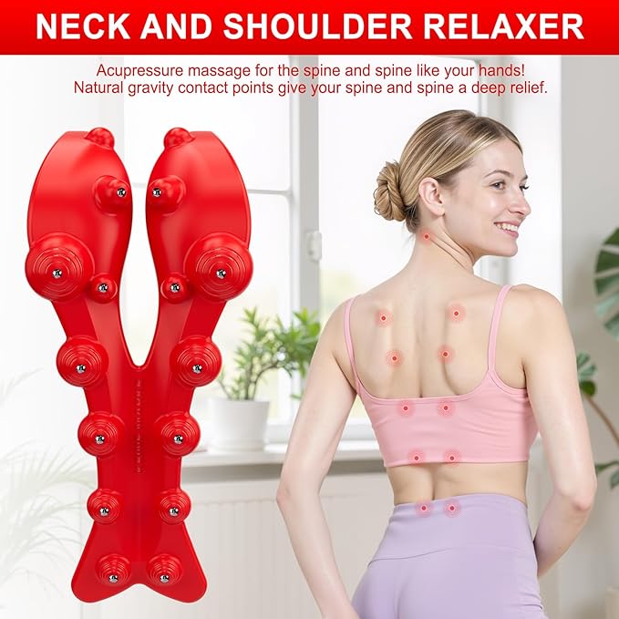 Trapezius Trigger Point Massager, Occipital Release Tool, Cervipoint Trigger Point Massager Silicone, Relieve Pain in The Diamond Shaped Muscles of The Neck and Upper Back (Cranberry)