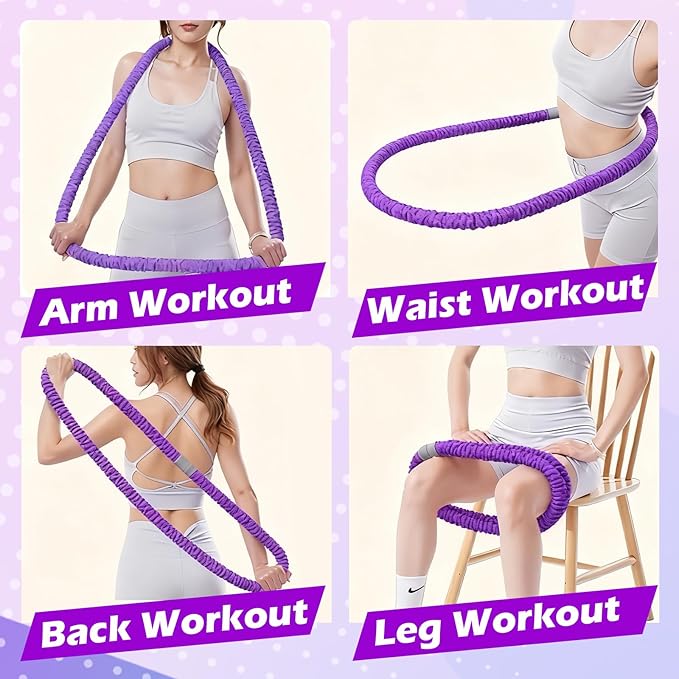 3 lbs Soft Weighted Hoop for Adults -Fold Gentle Fat Burning and Waist Toning, Pinch-Proof Design,Soft Material Won't Irritate Skin， Perfect for Home/Travel/Postpartum Recovery