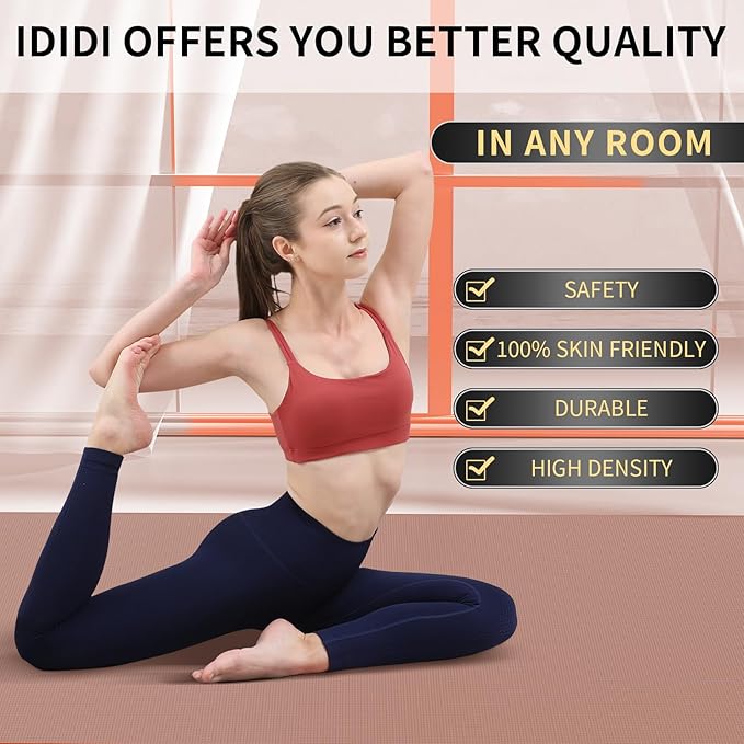 Large Yoga Mat (6'x 4') - Extra Long and Wide Workout Mat for Men and Women,Non-Slip POE 0.32''/0.4'' Thick Fitness Mat, Eco-Friendly, Thick Wide Exercise Mat for Home Workouts,Ideal for Yoga and Pilates.