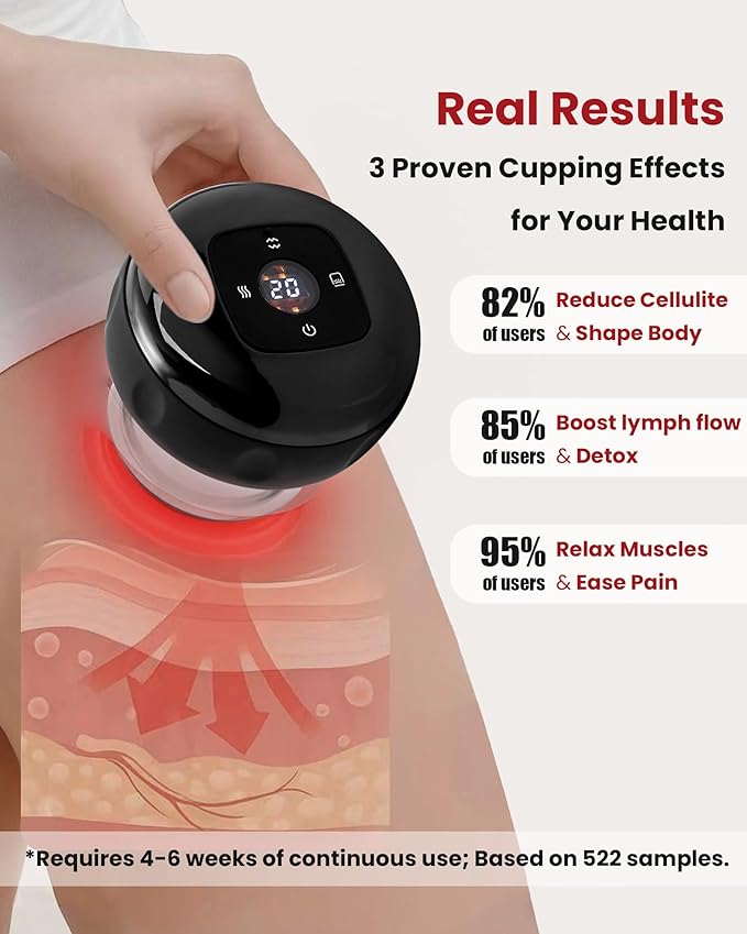 UOTT 6-in-1 Smart Cupping Therapy Massager, 20 Levels Heat & Suction Electric Cupping Kit for Massage Therapy, Cupping Therapy Set for Muscle Soreness, Knots & Pain Relief