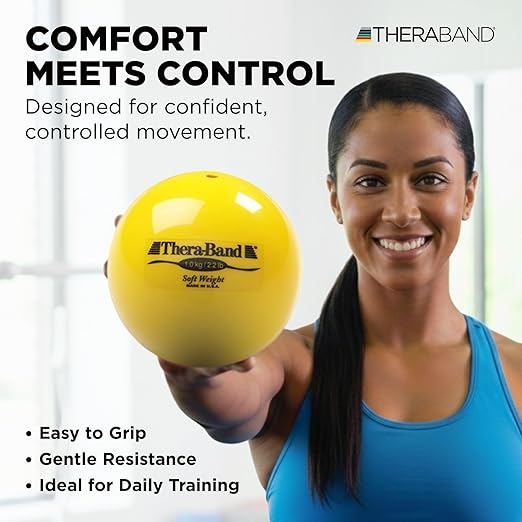 THERABAND Soft Weight 2.2 Lb, 4.5" Ball-Shaped Isotonic Exercise Balls for Physical Therapy, Weighted Ball Set for Pilates, Shoulder Strength & Rehab, Color-Coded, Portable & Easy to Grip