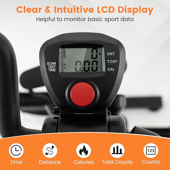 GYMAX Pedal Exercise Bike for Seniors, Hand Arm Leg and Knee Fitness Machine with Massage, LCD Monitor, Adjustable Height and Length for Total Body, Home Exercise Equipment for Elderly