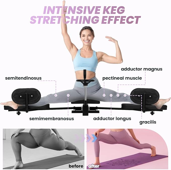 Hip Leg Strecher, 400LBS Steel Split Machine for Flexibility Kids Adults with Wheel, 240 ° Leg Strecher Machine for Flexibility Stretching Equipment Fitness Equipment Beauty Ballet Yoga