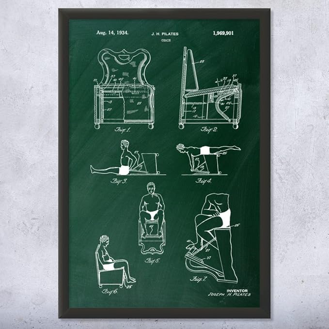 Pilates Chair Patent Framed Print (11x17) Pilates Gifts, Gym Art, Pilates Decor, Athlete Gifts, Garage Decor, Sports Gifts, Mom Gifts
