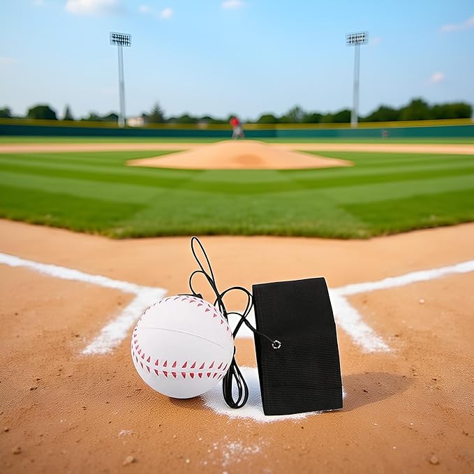 White Wrist Return Ball, 2.36 Inch Sports Wrist Balls on a String, Rubber Rebound Bouncy Wristband Balls on Elastic String Sports Reaction for Wrist Exercise or Play Ball Pit (Baseball)