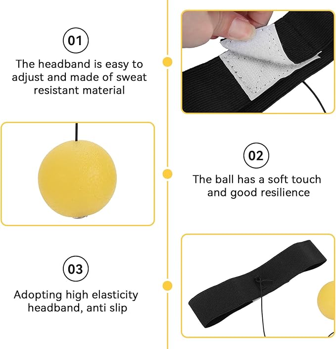 Agatige Boxing Reflexion Ball, Professional Punching Fight React Head Ball with Headband, Speeds Hand Eye Reaction & Coordination Boxing Equipment for Kids and Adults(Yellow)