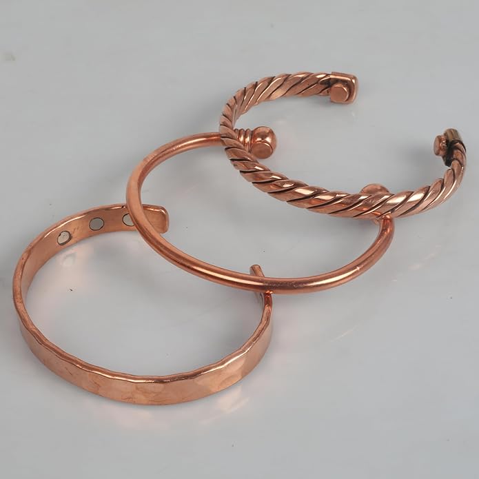 Copper Bracelet Tibetan Style. Hand Forged with Solid and High Gauge Copper Jewelry Cuff for Women Men. Combo of Different Designs