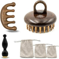 3 Pack Wooden Scalp Massager, Sandalwood Manual Head Massager Comb for Hair Growth, Wooden Gua Sha Tool for Body&Face, Wood Massager for Eye