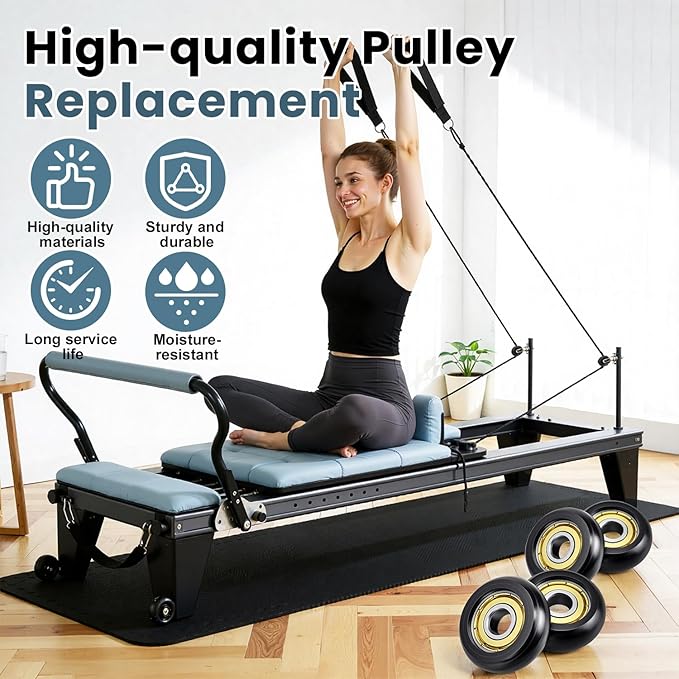Replacement Roller Wheels for Aero Pilates Reformer - 32mm POM Wheels, Smooth Quiet Glide, Aero Pilates Machine Replacement Parts (4-Pack)