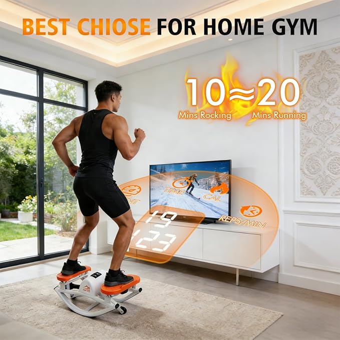 Rocking Steppers for Exercise at Home, the Rock Stepper Side to Side Stepper with 3D Motion & Resistance Bands for Full Body Cardio Workout, Quiet Low-Impact Stair Stepper, 380LBS Loading Capacity