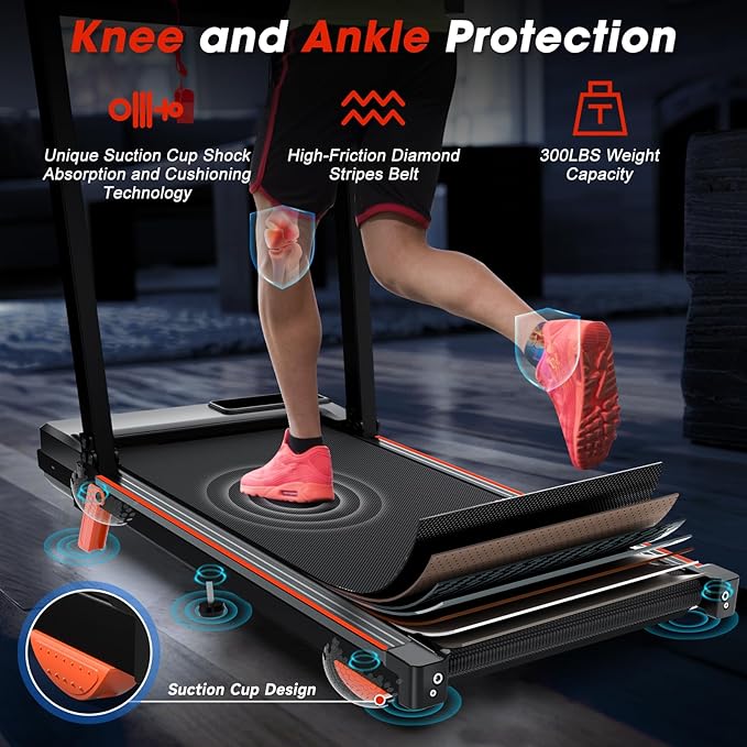 Walking Pad Treadmill with Handle Bar & Incline, Advzon Portable Under Desk Treadmill for Home, 2 in 1 Walking Running Machine with 300+ lbs Capacity and LED Display