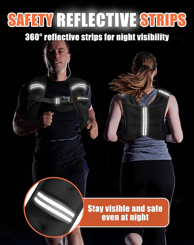 Weighted Vest for Men and Women, 5lb/10lb/15lb/20lb/25lb/30lb Adjustable Weight Vest with Reflective Strips - Strength Training, Running, Fitness, Muscle Building, Weight Loss Gear
