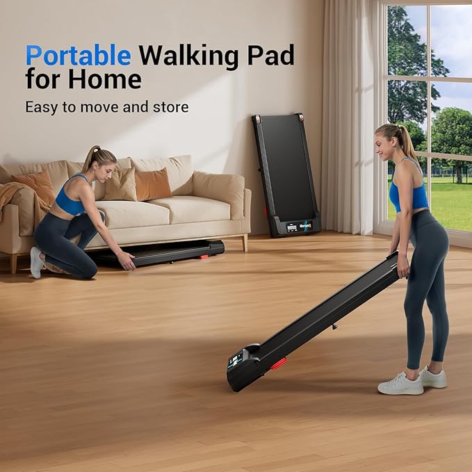 Walking Pad Under Desk Treadmill with Incline for Home Office, 2.5HP Portable Walking Pad Treadmill with 280 Lbs Weight Capacity, Remote Control, LED Display