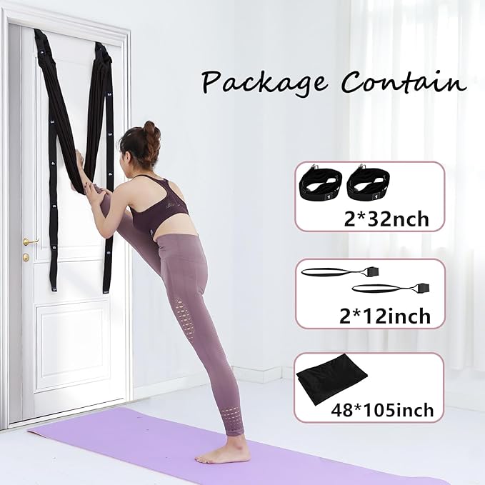 Yoga Stretching Strap, Leg Waist Back Bend Auxiliary Yoga Stretch Band, Upgraded Version with Door Anchor 2 Resistance Rope Stretch Strap Inversion Trainer for Pilates Dance Aerial Yoga Fitness