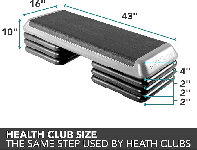 The Step Freestyle Grey Aerobic Platform, Health Club Size Steppers for Exercise