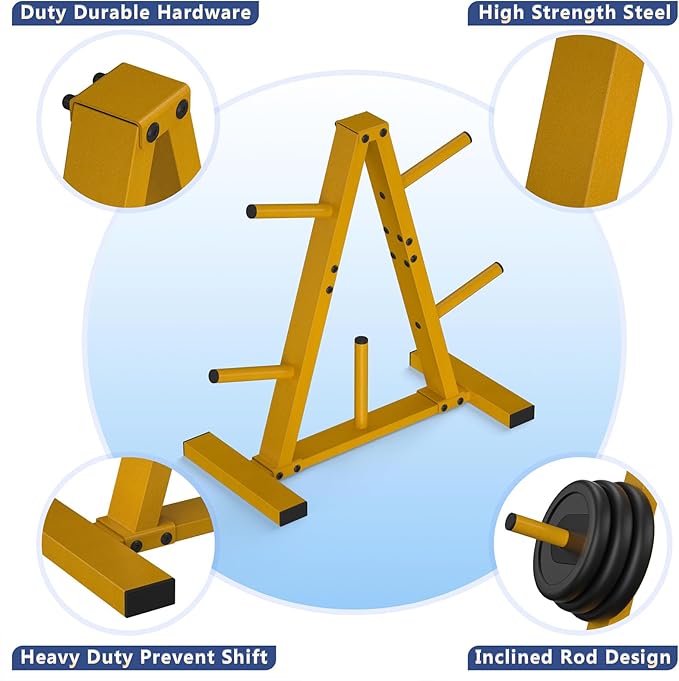 Weight Plate Rack, Weight Tree, Home Gym Storage Stand, Holds 300 lbs