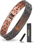 Magnetic Bracelet and Ring Set for Men, 99.99% Pure Copper Jewelry, Adjustable Cross & Celtic Knot Design, Gift for Dad