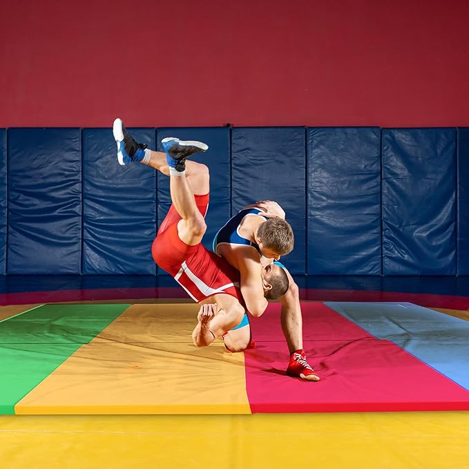 BalanceFrom 10x4 Feet 4-Panel Folding Gymnastics Mat – 2-Inch Thick Pad with Vinyl Surface and Carrying Handles for Tumbling, Yoga, Pilates, Home Workouts, and Martial Arts