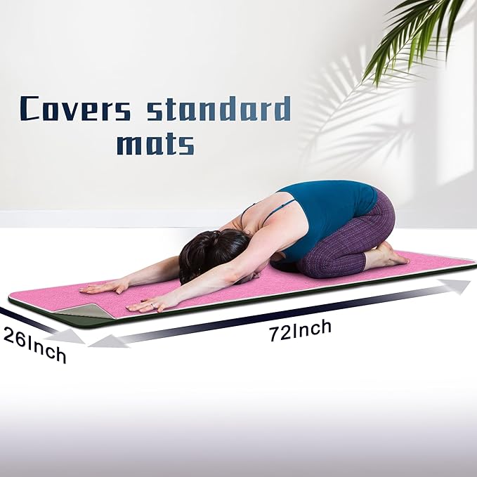 Hot Yoga Towel Non-Slip,Thick & Soft Yoga Mat Towel, Sweat Absorbent, with Grip Dot, 72" x 26", Yoga Towel for Hot Yoga, Pilates, Fitness and Gym Workouts, Light Pink